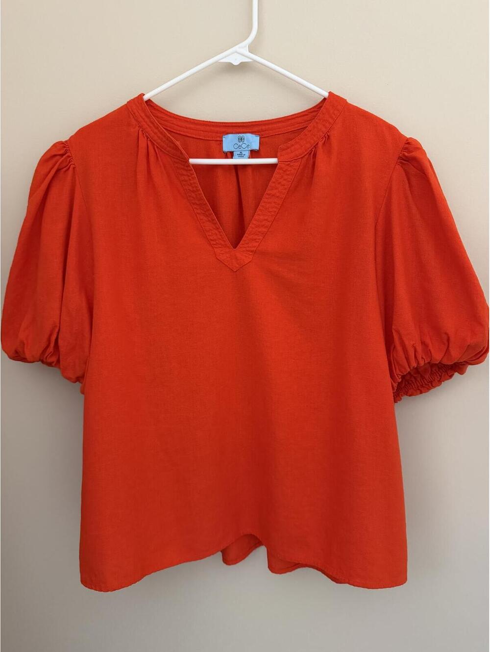 XL CeCe red/orange linen/rayon top